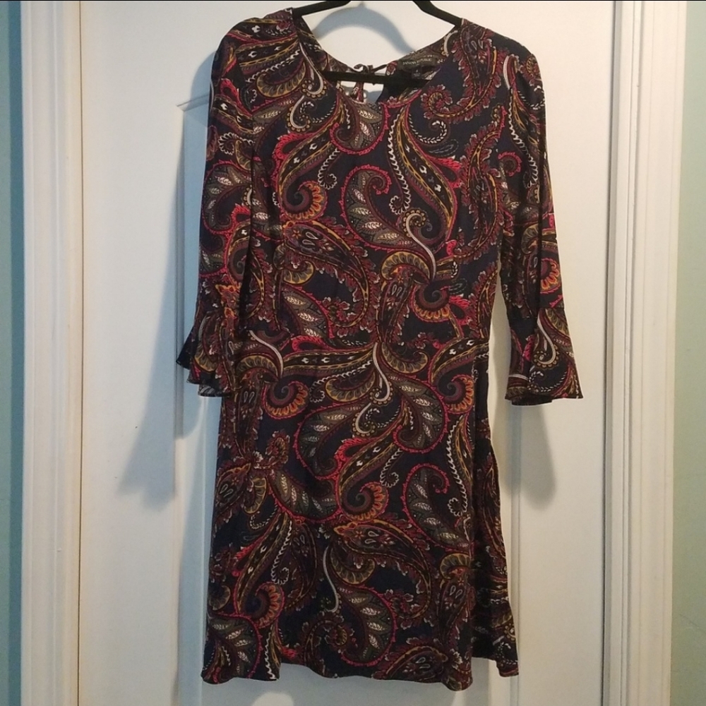 BANANA REPUBLIC Paisley Long Sleeve w/ Bell Dress, Size 8